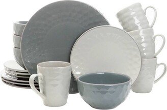 16pc Stoneware Mutli-Diamond Dinnerware Set Gray