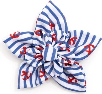 The Worthy Dog Stripe Anchors Flower Accessory - Navy - L