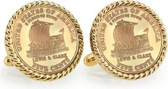 American Coin Treasures Gold-Layered 2004 Keelboat Rope Bezel Coin Cuff Links