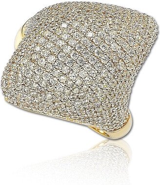 Suzy Levian Golden Sterling Silver Pave Cubic Zirconia Pave Dome Ring