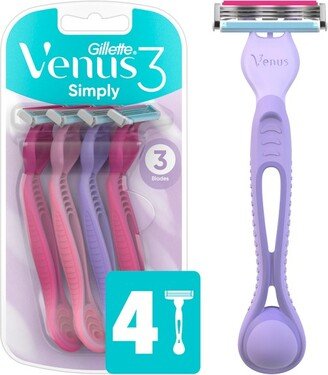 Venus Simply3 Women's Disposable Razors - 4ct