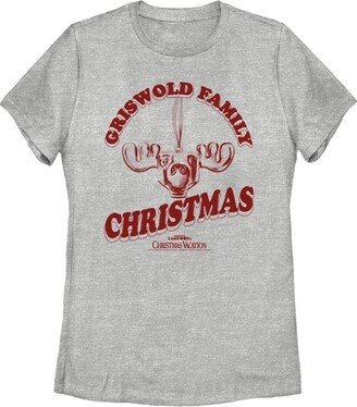 Women's National Lampoon's Christmas Vacation Griswold Family Moose T-Shirt - Athletic Heather - Large