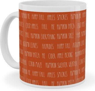 Mugs: Fall Fun Typography - Orange Ceramic Mug, White, 11Oz, Orange