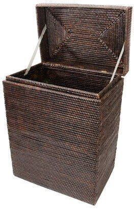 Artifacts Rattan Rectangular Hamper with Hinged Lid and Cloth Liner