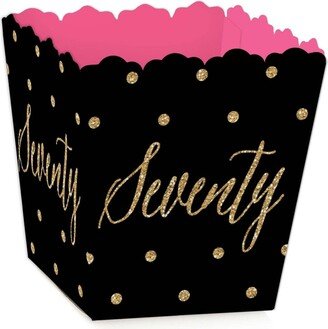 Big Dot of Happiness Chic 70th Birthday , Black and Gold - Party Mini Favor Boxes - Birthday Party Treat Candy Boxes - Set of 12