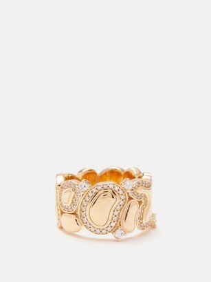 Lava Crystal & 18kt Gold-plated Ring