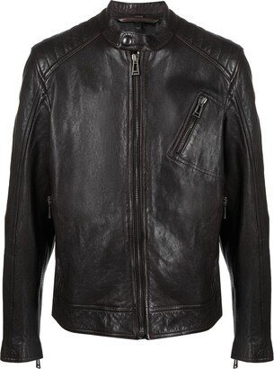 Logo-Patch Leather Jacket