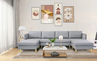 RASOO Modern Convertible Sectional Sofa Set with Chaise Lounge & Ottoman