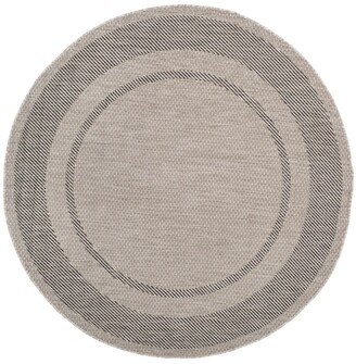 Courtyard Beige and Black 6'7 x 6'7 Round Outdoor Area Rug - Beige / Bl