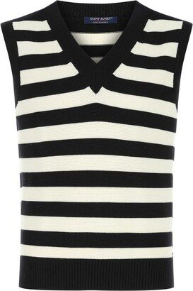 Striped Sleeveless Knitted Vest-AA