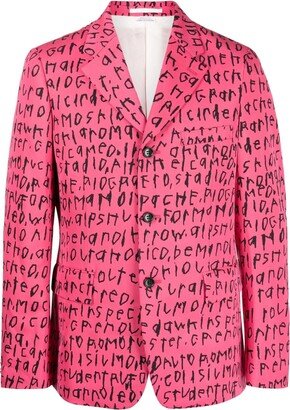 Graphic-Print Wool Blazer