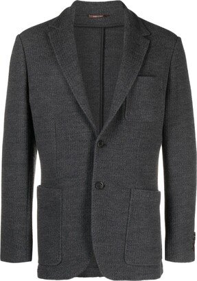 Single-Breasted Ribbed-Knit Blazer