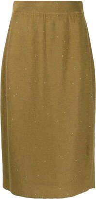 Metallic-Threaded Midi Skirt