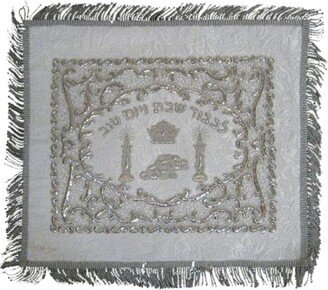 Nua Silver Challah Cover Atarah Style White Brocade - Smal18X16