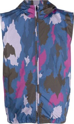 Abstract-Print Hooded Gilet