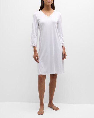 Moments 3/4-Sleeve Lace-Trim Cotton Nightgown-AA