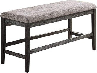 BM231847 24 x 17 x 54 in. Distressed Wooden Dining Bench with Fabric Seat in Grey