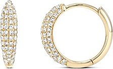 Zoe Lev 14K Yellow Gold Diamond Pave Dome Huggie Hoop Earrings