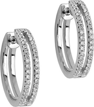 Bridget King Jewelry 14k Open Bar Diamond Huggie Earrings