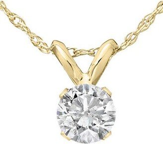 Pompeii3 3/4ct Diamond Round Solitaire Necklace 14K Yellow Gold Pendant Lab Created