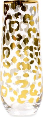 Gold Leopard Stemless Champagne Flutes, Set of 4