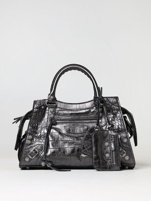 Neo Cagole bag in crocodile print leather with rhinestone studs