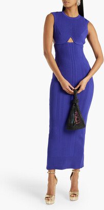 Cutout ribbed-knit gown