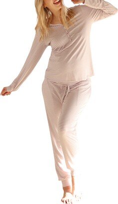 Stripe Maternity & Nursing Pajamas