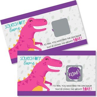 Big Dot of Happiness Roar Dinosaur Girl - Dino Mite T-Rex Baby Shower or Birthday Party Game Scratch Off Cards - 22 Count