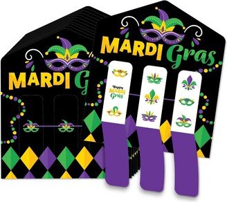 Big Dot of Happiness Colorful Mardi Gras Mask - Masquerade Party Game Pickle Cards - Pull Tabs 3-in-a-Row - Set of 12