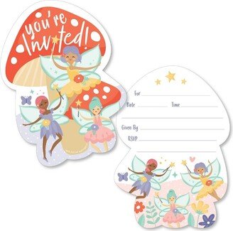 Big Dot of Happiness Let's Be Fairies - Shaped Fill-In Invitations - Fairy Garden Birthday Party Invitation Cards with Envelopes - Set of 12