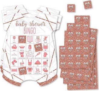 Big Dot of Happiness It’s Twin Girls - Picture Bingo Cards and Markers - Pink and Rose Gold Twins Baby Shower Shaped Bingo Game - Set of 18