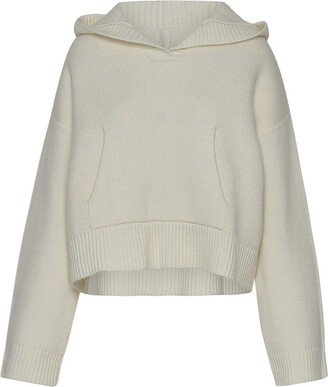 Ribbed Hem Knit Hoodie