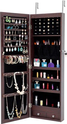 luxhomez Mirrored Jewelry Cabinet Organizer, 360 Degree Rotatable Jewelry Cabinet with Mirror