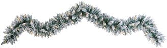 Flocked Artificial Christmas Garland with 50 Warm Led Lights, 9'