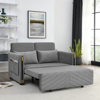 Modern Velvet Convertible Sofa Bed, Loveseat with Pull Out Bed