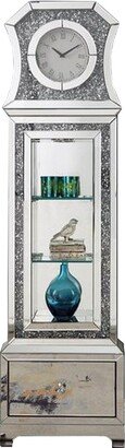 Grandfather Clock with Mirror Framing and Faux Diamonds, Silver