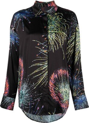 Fireworks print cropped blouse