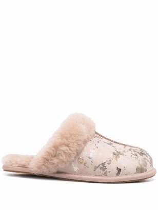 Shearling-Trim Slip-On Slippers