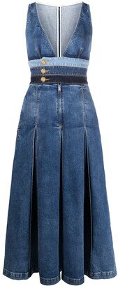 Inverted-Pleat Denim Dress