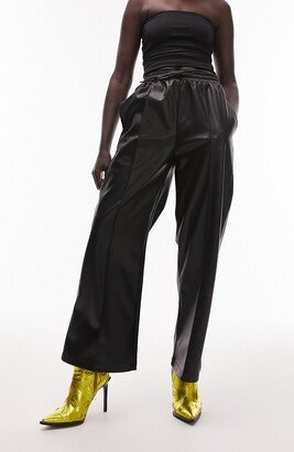 Pull-On Straight Leg Faux Leather Pants-AA