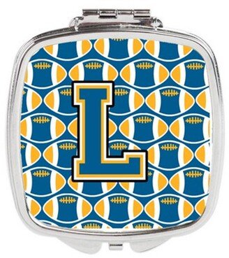 CJ1077-LSCM Letter L Football Blue & Gold Compact Mirror, 3 x 0.3 x 2.75 in.