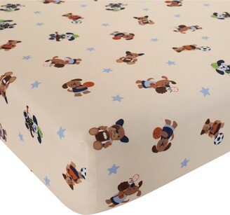 Bow Wow Buddies Dog/Sports 100% Cotton Fitted Crib Sheet