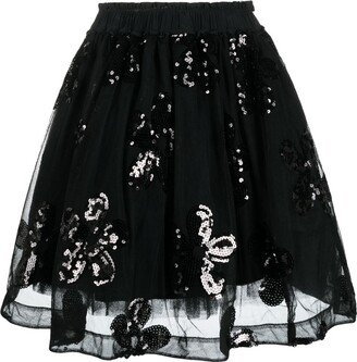 Sequin-Embellished Tulle Mini Skirt