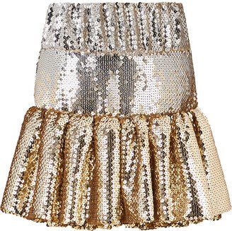Rabanne Sequin Ruffle Mini Skirt