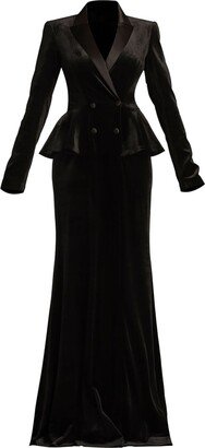 Tuxedo-Style Velvet Gown