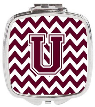 CJ1051-USCM Letter U Chevron Maroon & White Compact Mirror, 3 x 0.3 x 2.75 in.