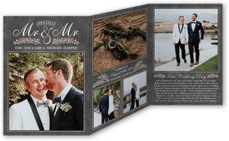 Wedding Announcements: Mr Story Wedding Announcement, Grey, Trifold, Matte, Folded Smooth Cardstock