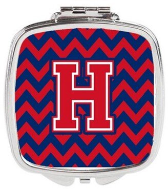 CJ1054-HSCM Letter H Chevron Yale Blue & Crimson Compact Mirror