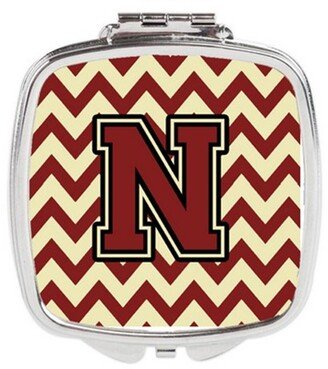 CJ1061-NSCM Letter N Chevron Maroon & Gold Compact Mirror